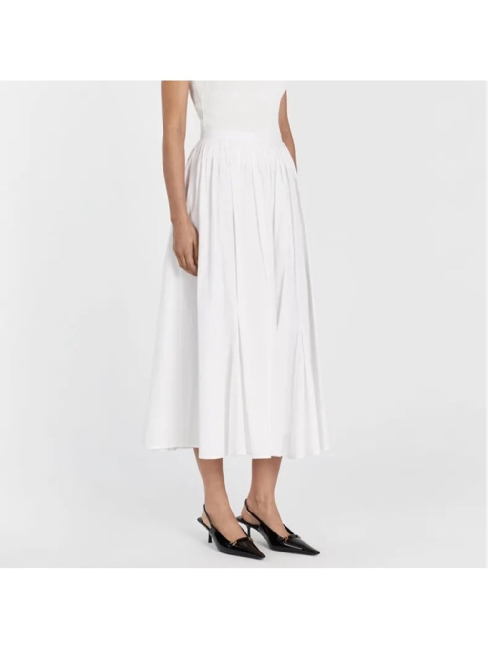 DISSH White linen midi skirt